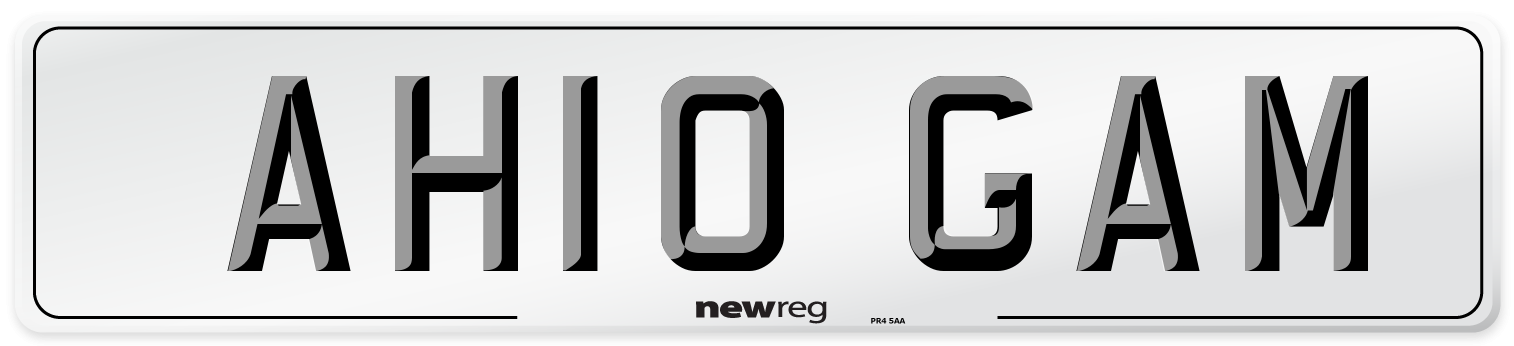 AH10 GAM Number Plate from New Reg